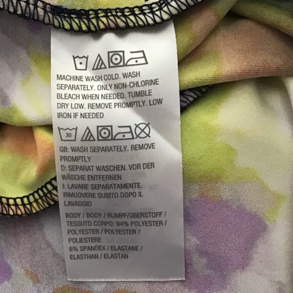 Attitudes by Renee Yellow, Purple and Orange Abstract Midi Dress with pockets. - Picture 4 of 4